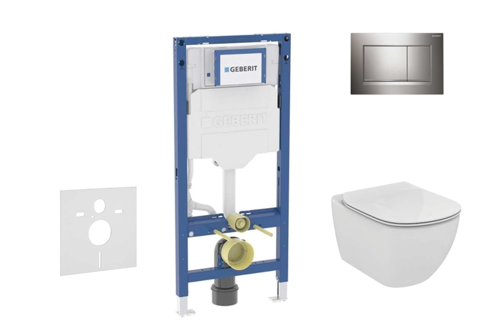 Geberit Duofix Set predstenovej inštalácie, klozetu Tesi a dosky, tlačidlo Sigma20, chróm SANI11CD1121