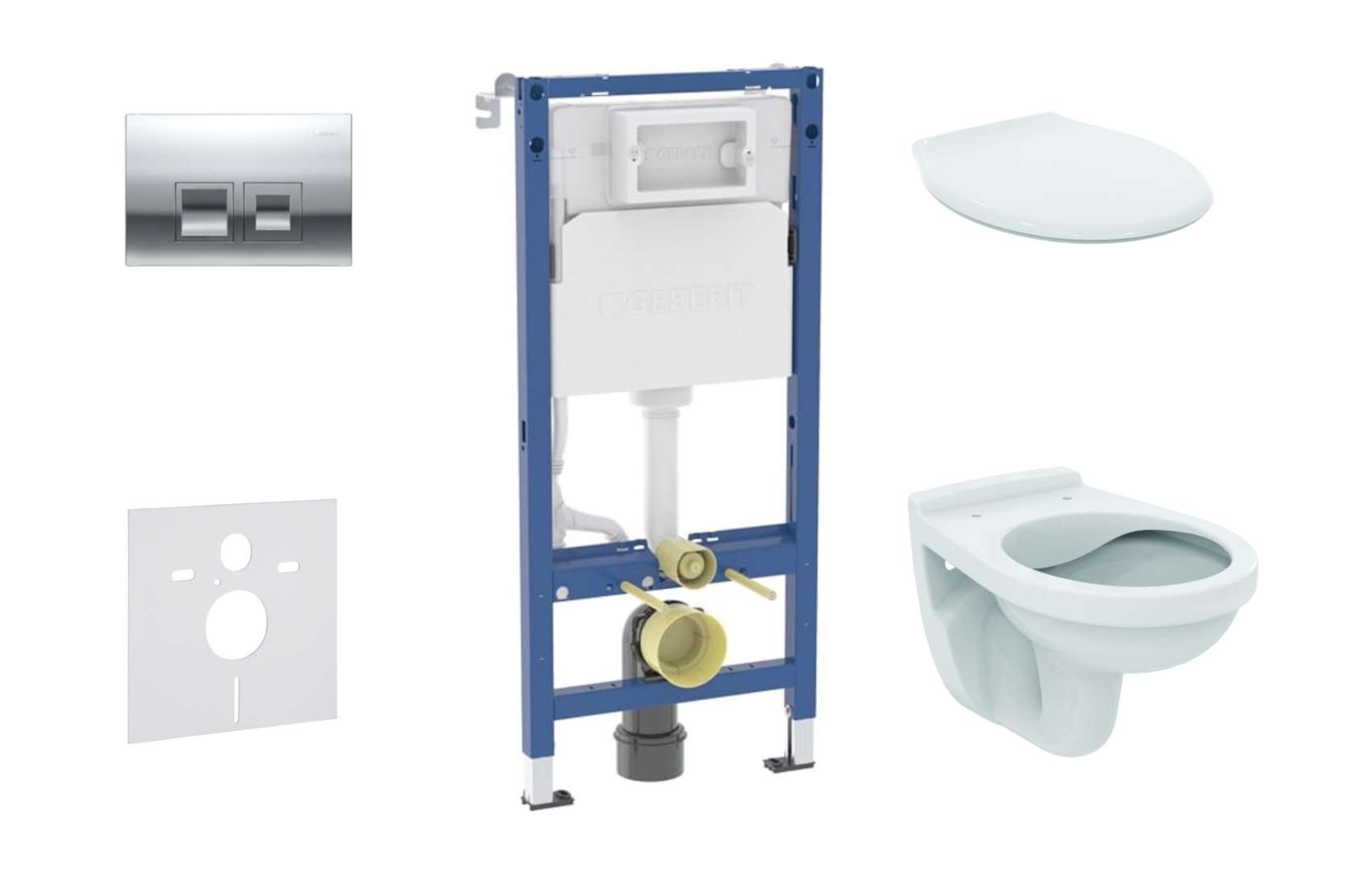 Geberit Duofix Set predstenovej inštalácie, klozetu Alpha a dosky, tlačidlo Delta35, lesklý chróm SANI11CD1144