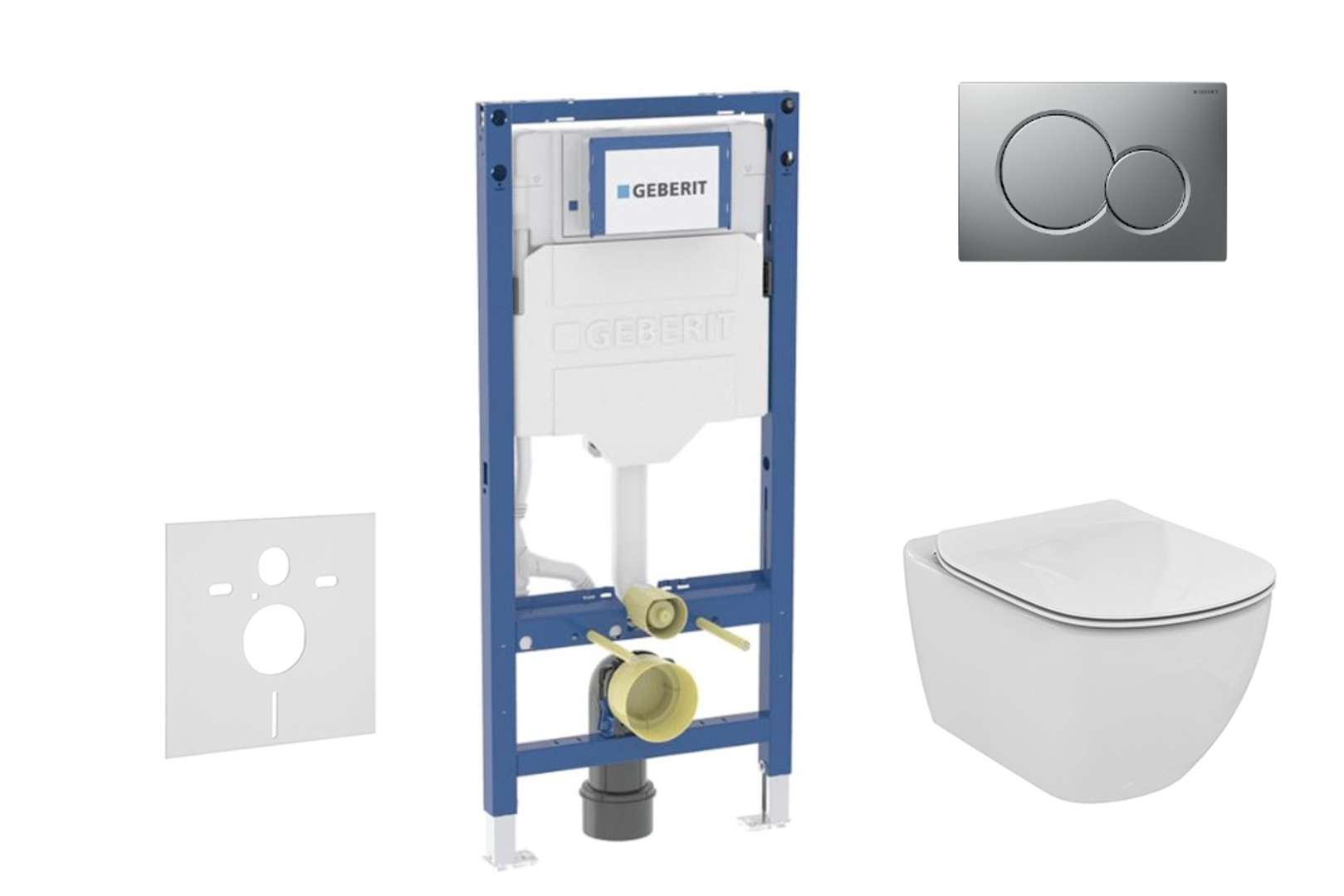 Geberit Duofix Set predstenovej inštalácie, klozetu Tesi a dosky, tlačidlo Sigma01, matný chróm SANI11CD2118