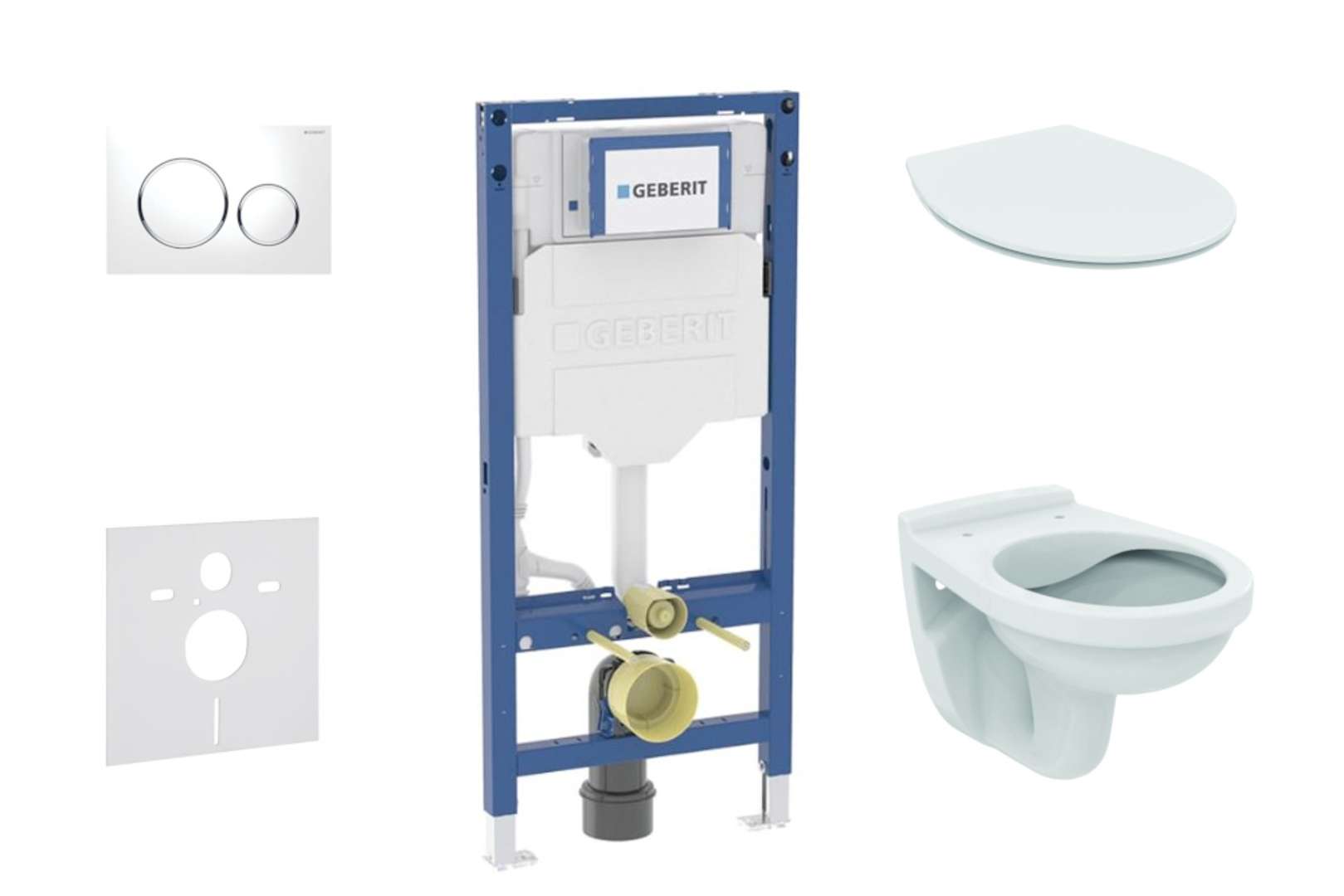 Geberit Duofix Set predstenovej inštalácie, klozetu Alpha a dosky softclose, tlačidlo Sigma20, biela/chróm SANI11CD3103