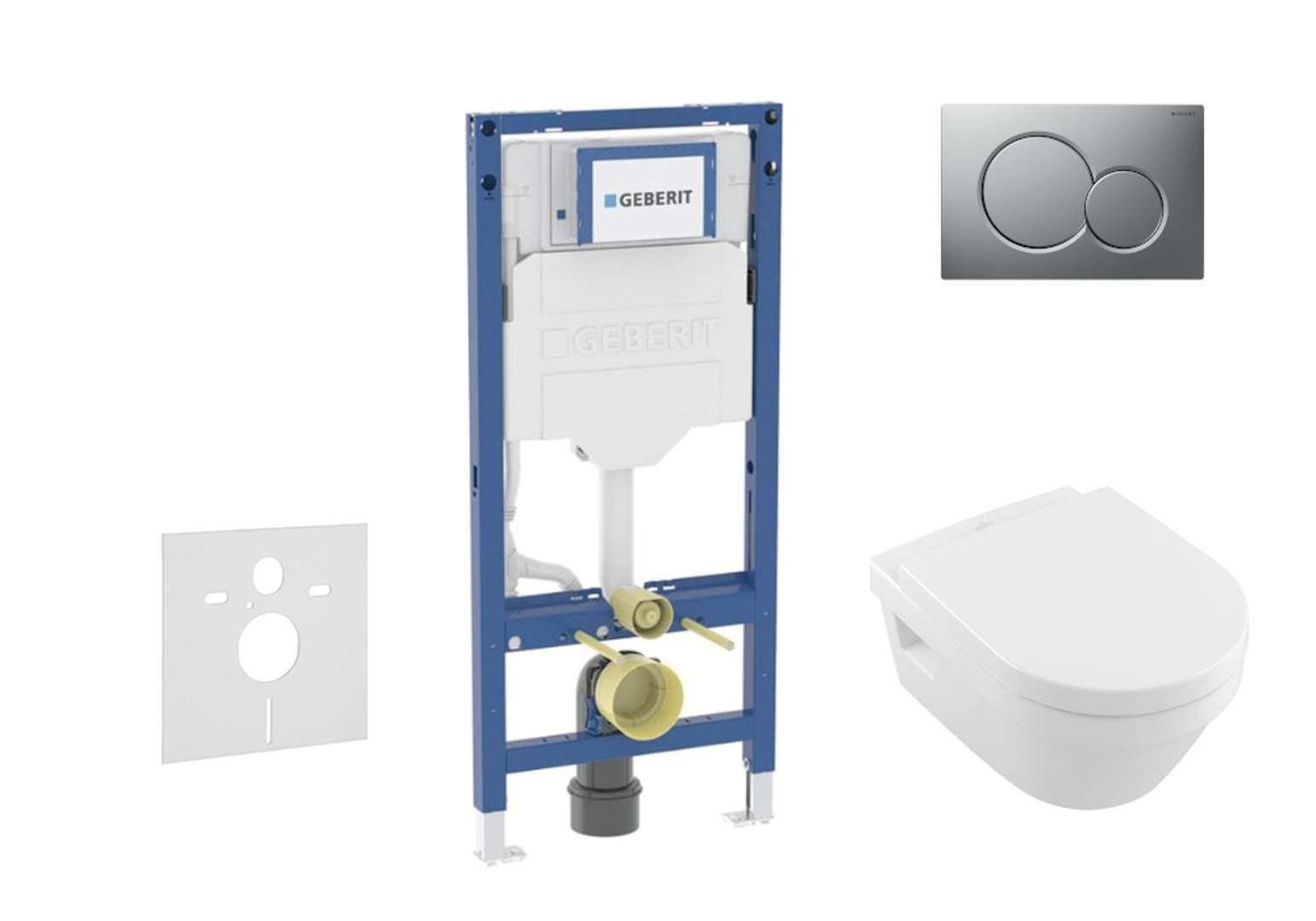 Geberit Duofix Set predstenovej inštalácie, klozetu Architectura a dosky softclose, tlačidlo Sigma01, matný chróm SANI11CK2102