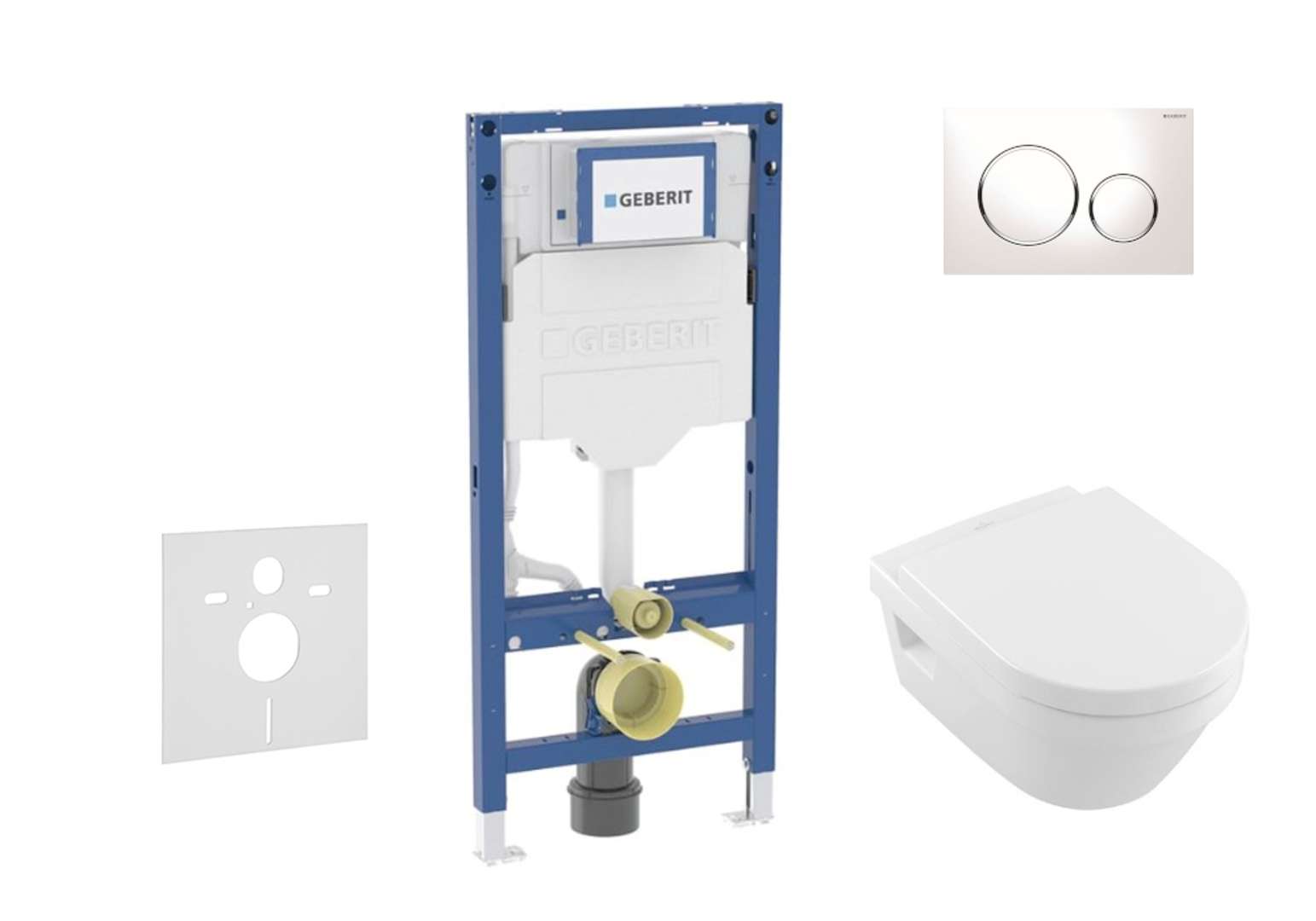 Geberit Duofix Set predstenovej inštalácie, klozetu Architectura a dosky softclose, tlačidlo Sigma20, biela/chróm SANI11CK3103