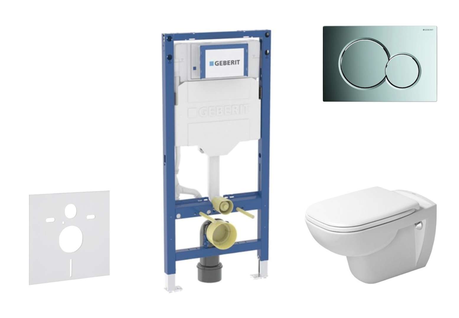 Geberit Duofix Set predstenovej inštalácie, klozetu D-Code a dosky softclose, tlačidlo Sigma01, lesklý chróm SANI11CP1101