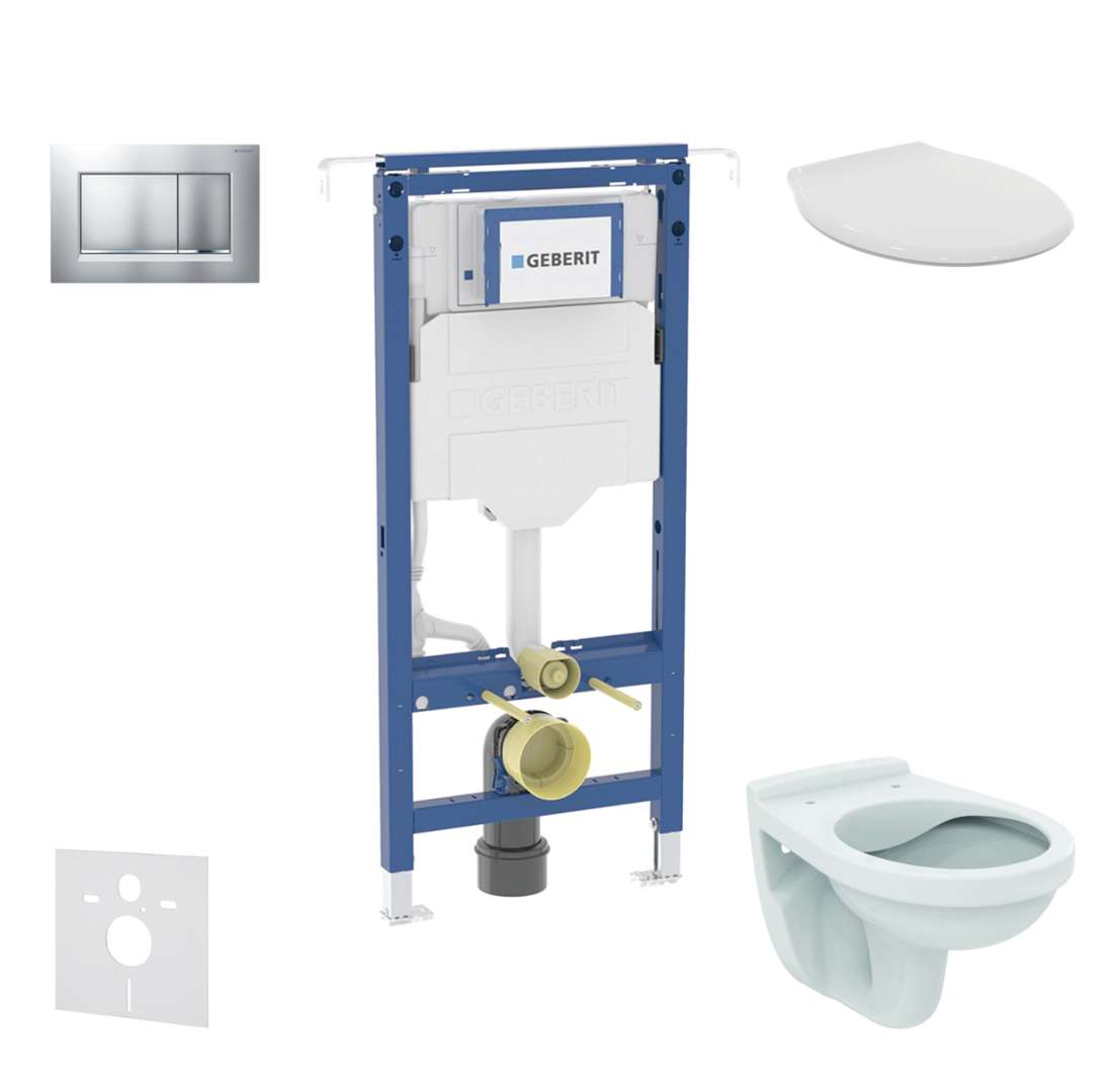 Geberit Duofix Set predstenovej inštalácie, WC Alpha s doskou, tlačidlo Sigma20, chróm mat/chróm SANI11CD2104