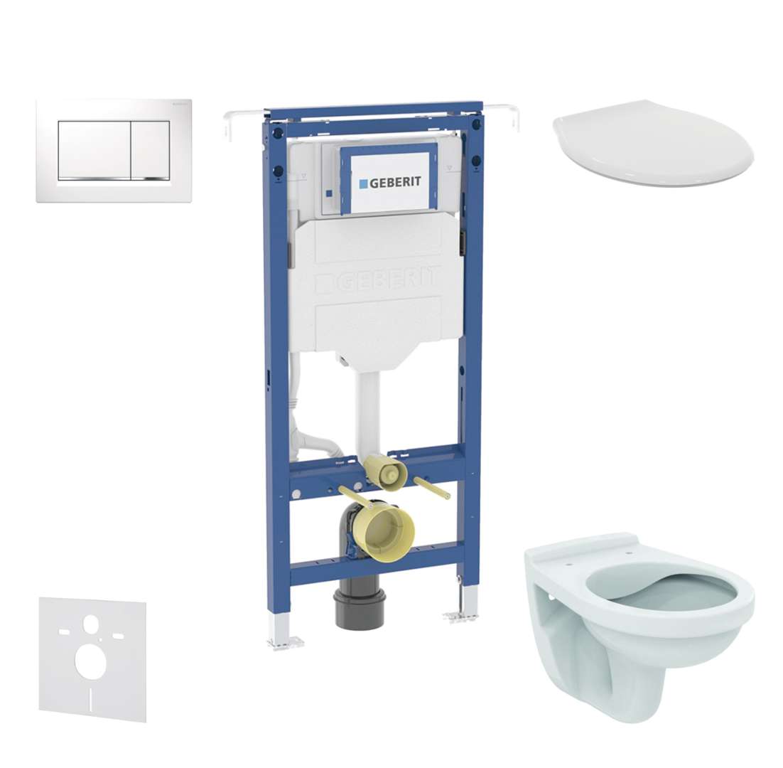 Geberit Duofix Set predstenovej inštalácie, WC Alpha s doskou, tlačidlo Sigma20, biela/chróm SANI11CD3109