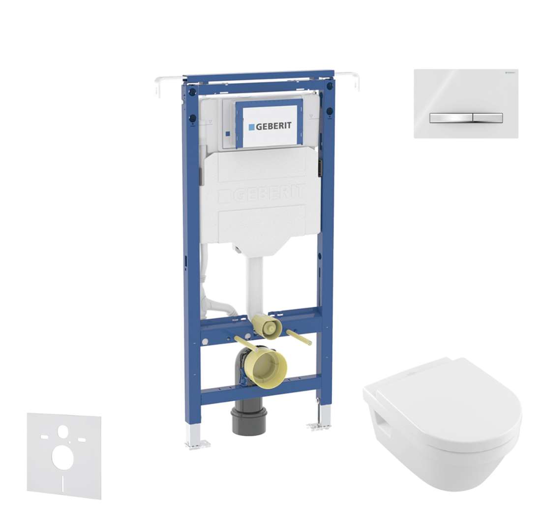 Geberit Duofix Set predstenovej inštalácie, klozetu a dosky Villeroy Boch, tlačidla Sigma50, DirectFlush, SoftClose, CeramicPlus, alpská biela SANI11CK3110