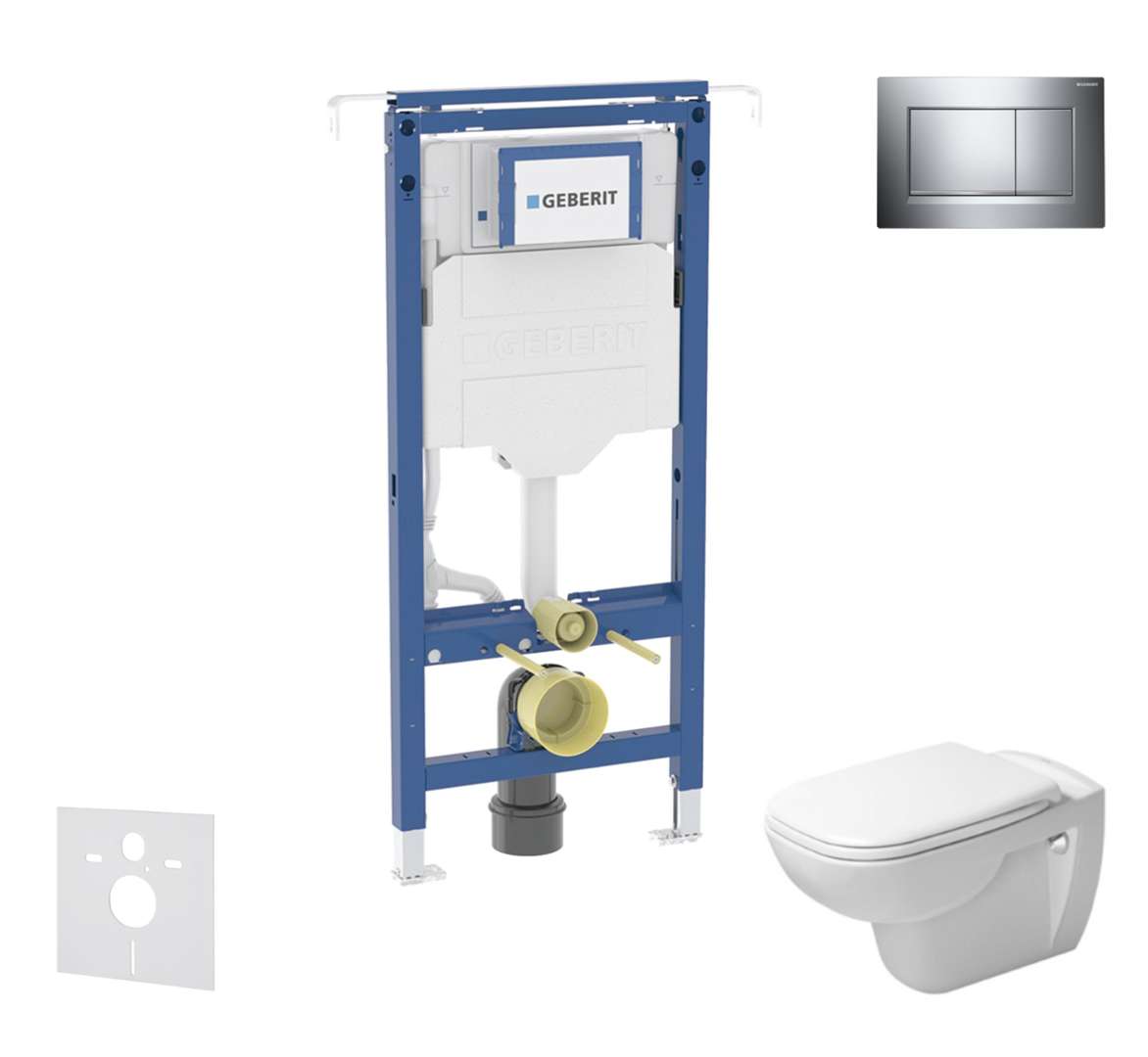Geberit Duofix Set predstenovej inštalácie, klozetu a d Duravit D-Code, tlačidla Sigma20, Rimless, SoftClose, lesklý chróm/chróm mat SANI11CP1102