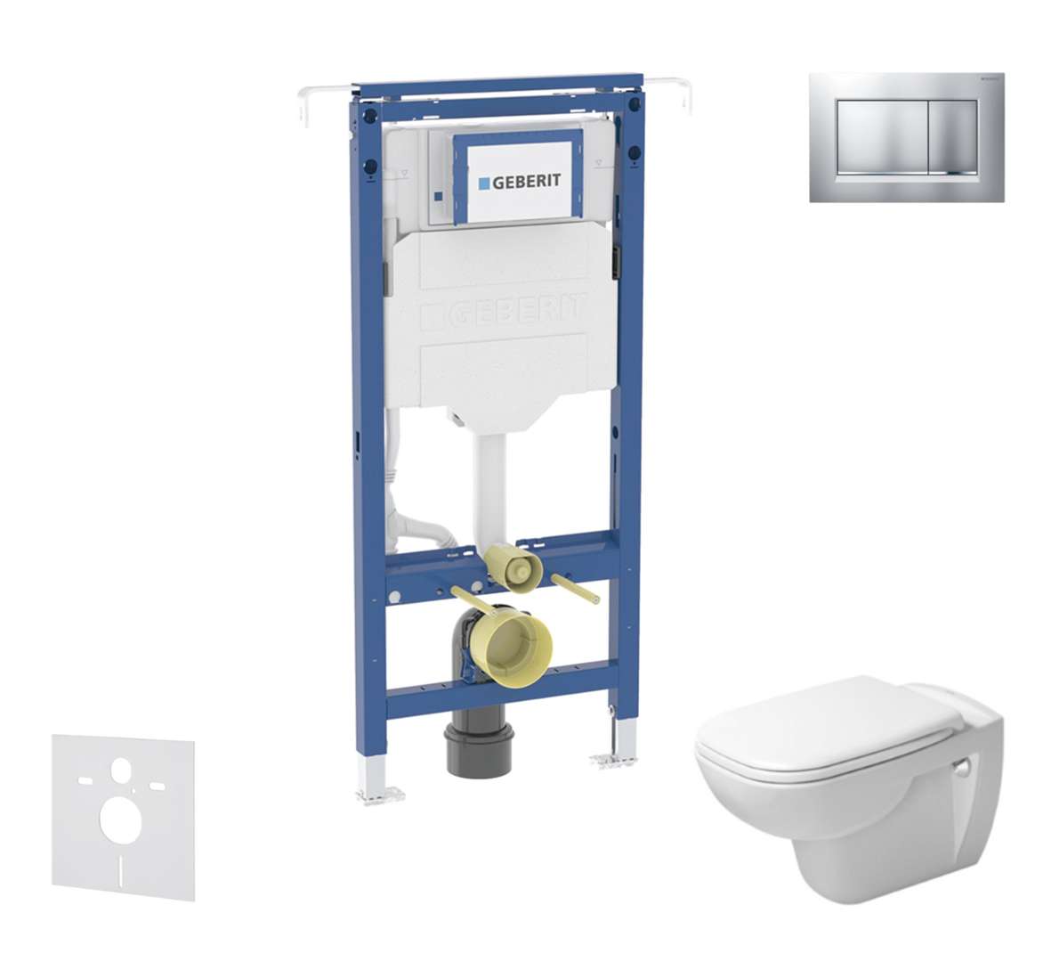 Geberit Duofix Set predstenovej inštalácie, klozetu a dosky Duravit D-Code, tlačidla Sigma20, Rimless, SoftClose, matný chróm/chróm SANI11CP2101