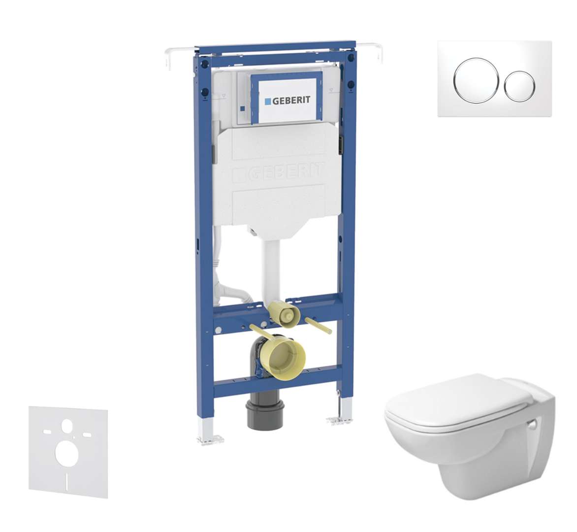 Geberit Duofix Set predstenovej inštalácie, klozetu a dosky Duravit D-Code, tlačidla Sigma20, Rimless, SoftClose, biela/lesklý chróm SANI11CP3102