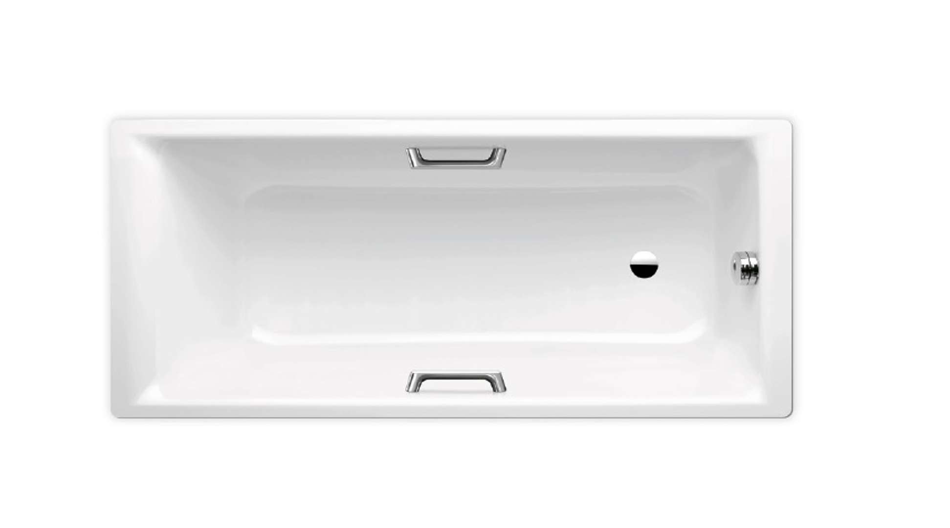 Kaldewei Ambiente Obdĺžniková vaňa Puro Star 699, 190x90 cm, s otvormi na držadlá, biela-vaňa, Perl-Effekt, neštandardný prepad, otvory na držadlá 259923003001