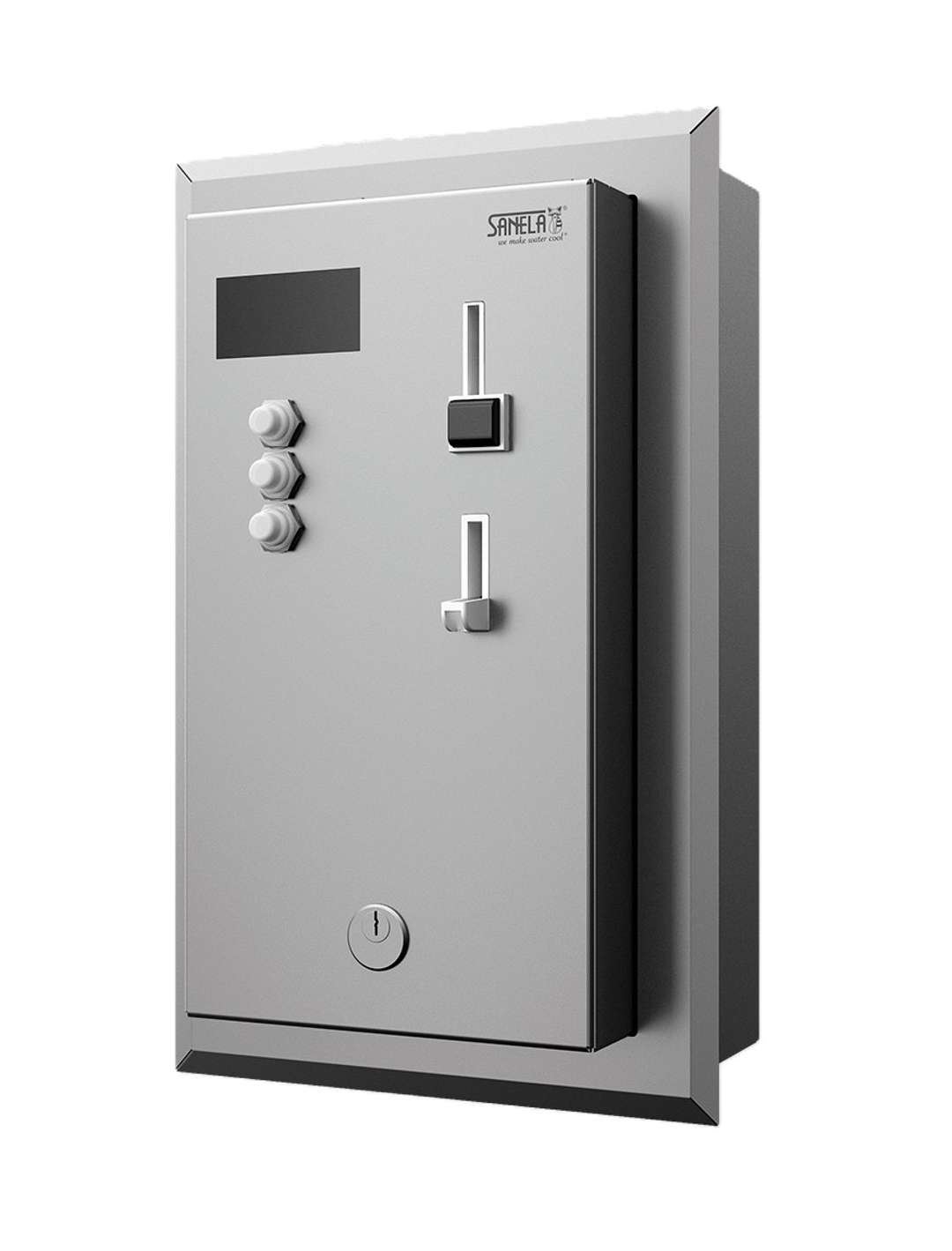 Sanela  Vstavaný mincový automat pre 4-12 spŕch, priame ovládanie, antivandal, matná nerezová SLZA 02KMZ