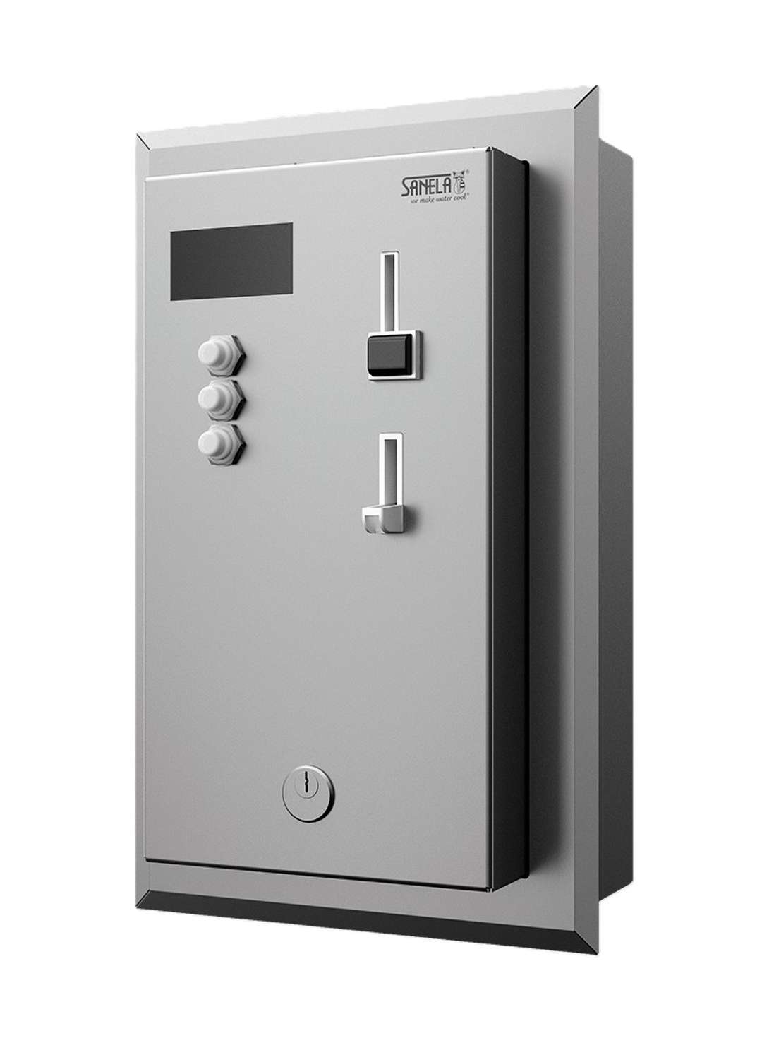 Sanela  Vstavaný mincový automat pre 4-12 spŕch, interaktívne ovládanie, antivandal, matná nerezová SLZA 02KNZ