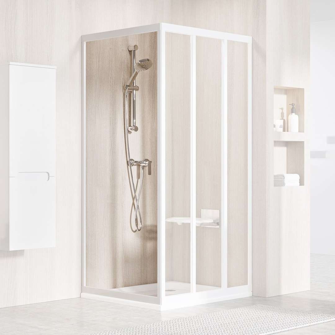 Ravak Supernova Sprchová stena APSS-80, 77-81 cm, biela/číre sklo 940401R2Z1