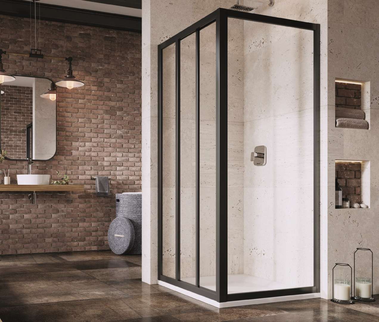 Ravak Supernova Sprchová stena APSS-80, 77-81 cm, čierna/číre sklo 940403R2Z1