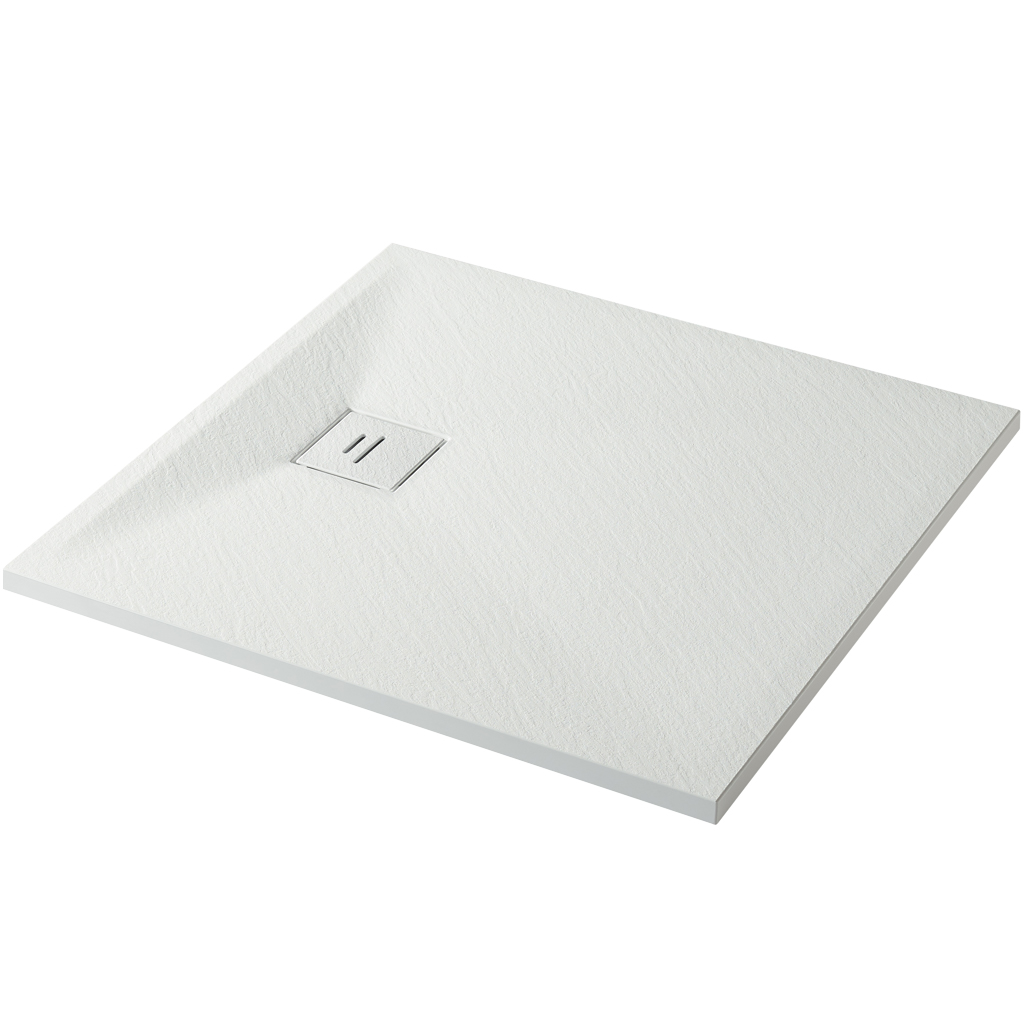 CERANO - Sprchová vanička štvorcová Pablo - SMC/minerálny kompozit - štruktúrovaná biela matná - 80x80x3 cm CER-481003