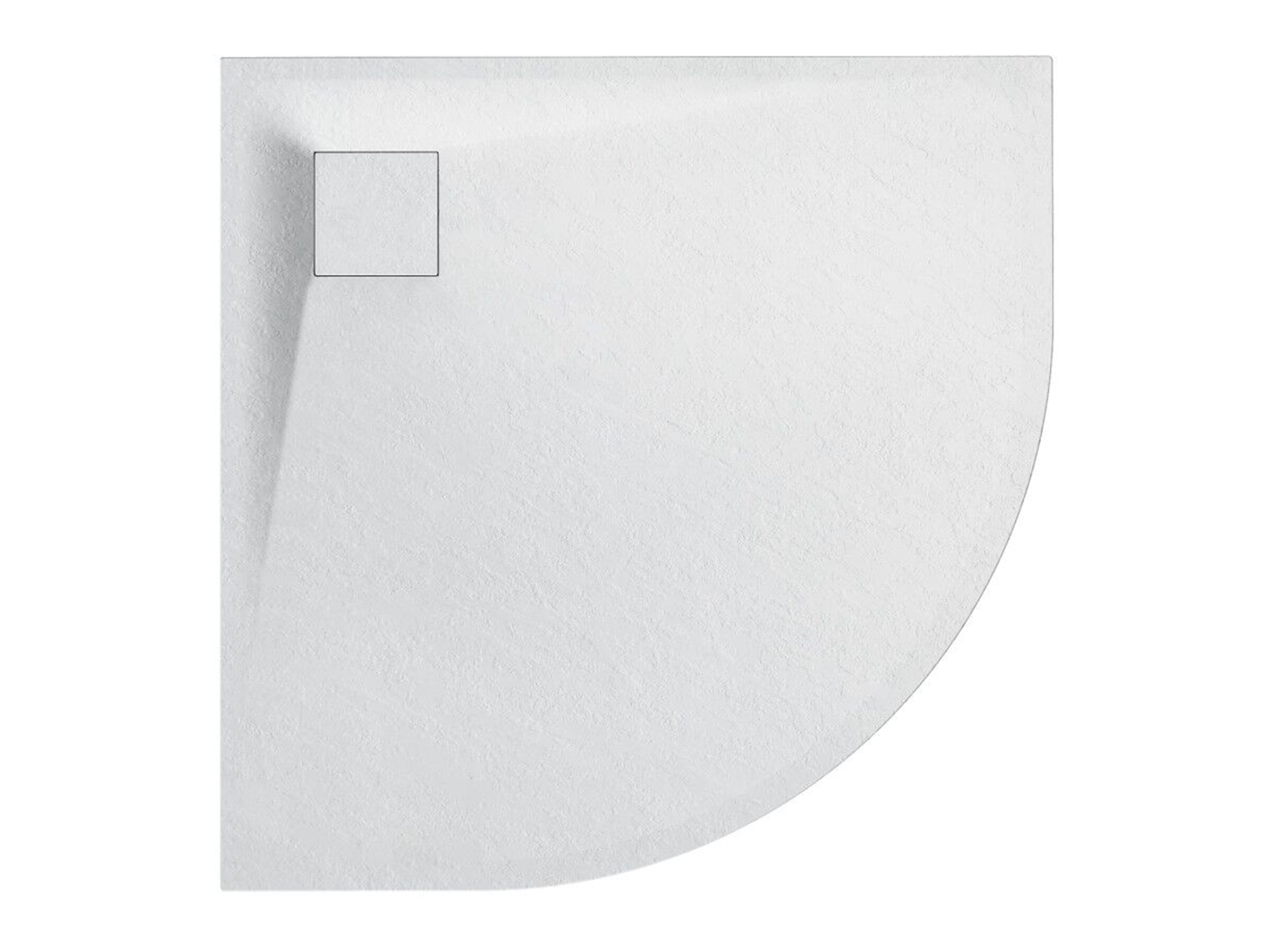 CERANO - Sprchová vanička štvrťkruhová Quarto - SMC/minerálny kompozit - štruktúrovaná biela matná - 80x80x3 cm CER-414755