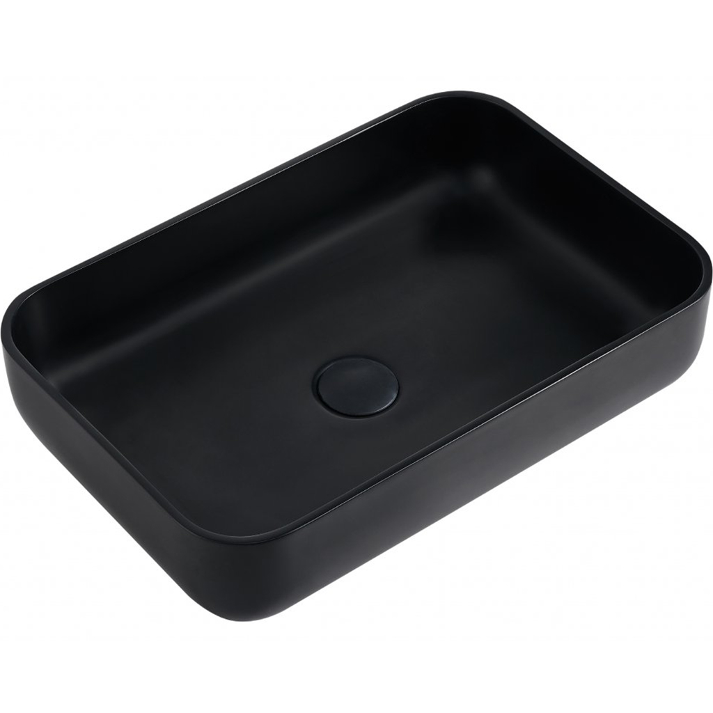 CERANO - Umývadlo z liateho mramoru Ora - na dosku - čierna matná - 54x36 cm CER-WB02B