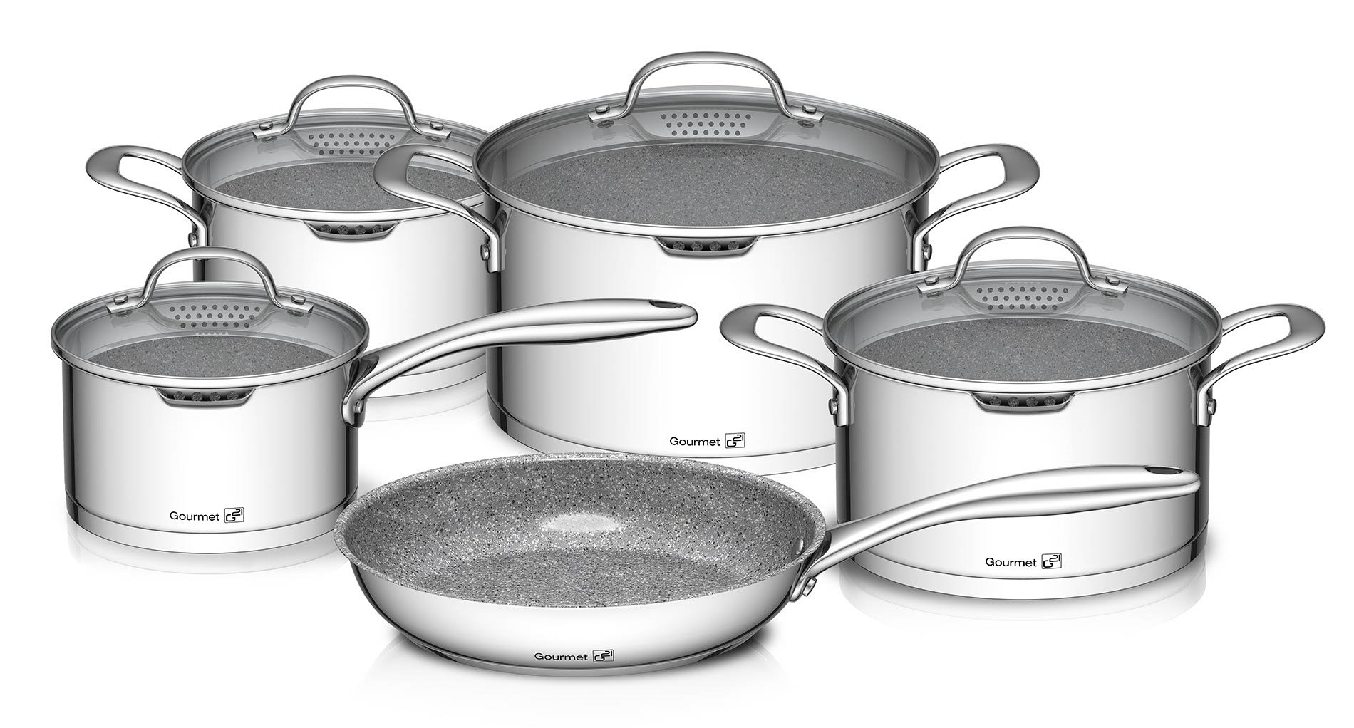 G21  Sada riadu G21 Gourmet Miracle s cedidlom, 9 dielov, nerez / greblon 60022154