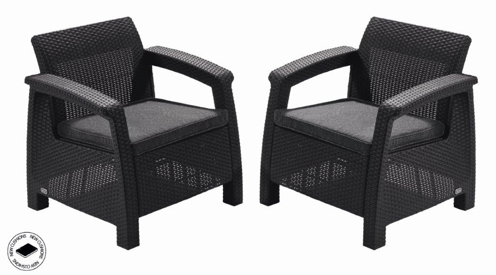 Keter  Záhradný nábytok Keter Corfu duo set dvoch kresiel grafitový 610347