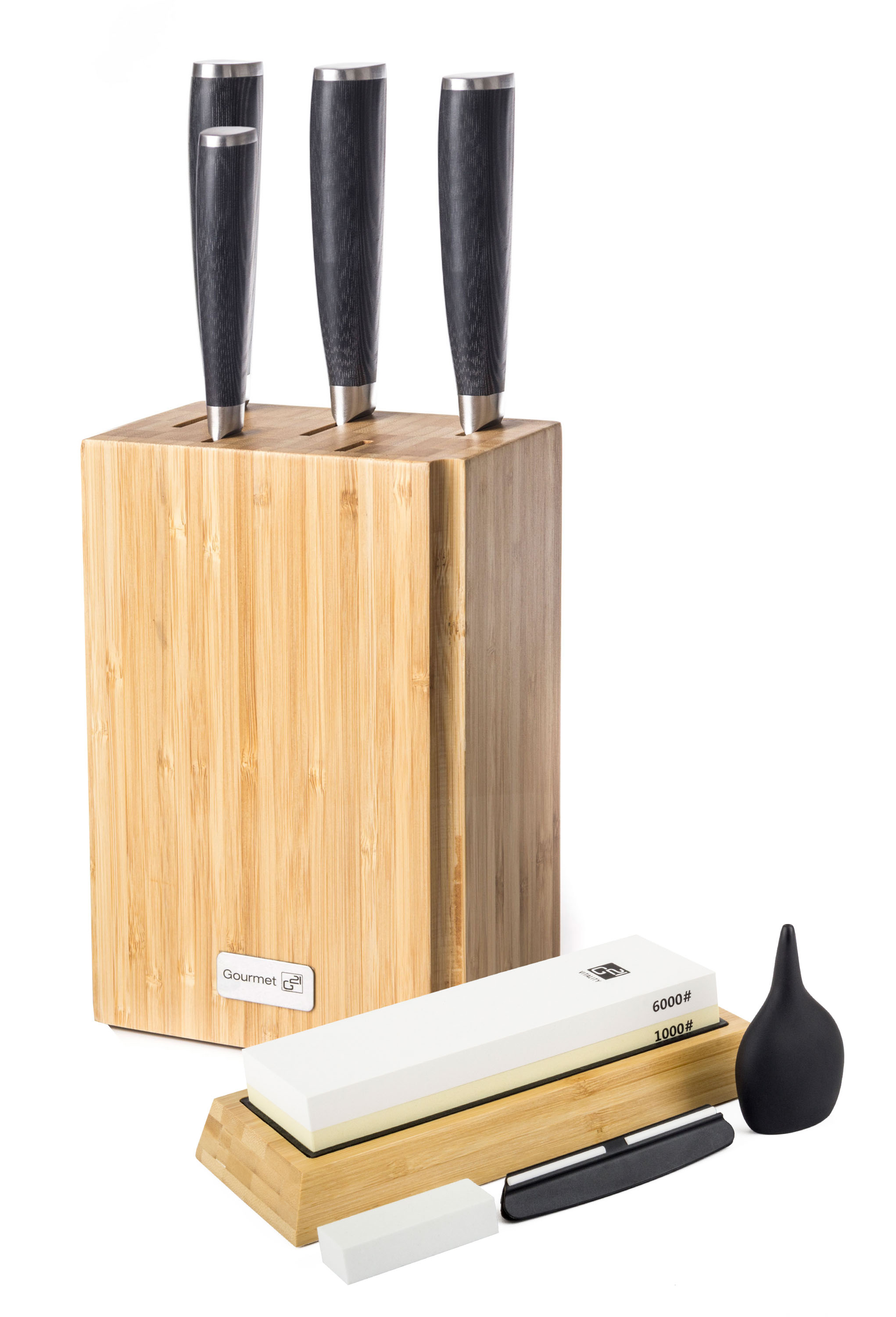 G21  Sada nožov G21 Damascus Premium v bambusovom bloku, 4 ks + brúsny kameň 6002225