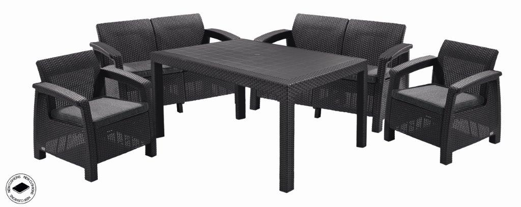 Keter  Záhradný nábytok Keter Corfu Fiesta set dve dvojsedačky + dve kreslá + stôl grafitový 610353