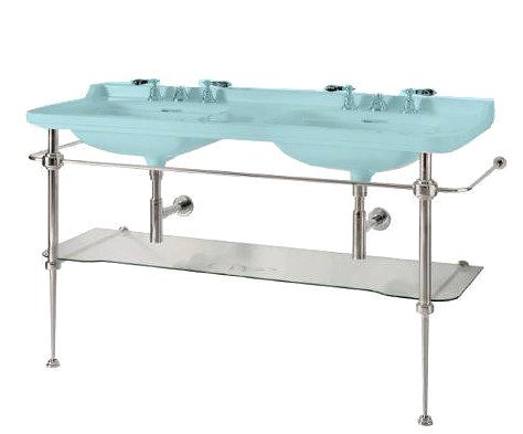 Kerasan WALDORF konštrukcia pre dvojumývadlo 150cm so sklenenou policou, chróm 9195K1