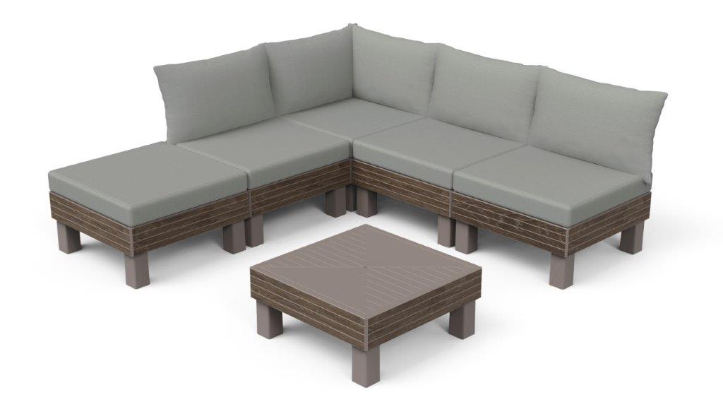 Keter  Záhradný nábytok Keter Elements 5-miestny modulárny set walnut 612094