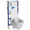 Závesné WC AVVA CLEANWASH, integr. batéria a bidet. sprška s podomietkovou nádržkou a tlačidlom Schwab, biela 100315-SET5