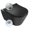 Sapho AVVA CLEANWASH závesná WC misa, Rimless, integrovaná batéria a bidetová spŕška 35,5x53cm, čierna matná 100315-110