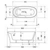 Duravit Cape Cod Voľne stojaca vaňa, 165x78 cm, DuraSolid, ClickClack, biela 700459000000000