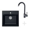 Franke Sety Kuchynský set T25, tectonitový drez SID 610, čierna + batéria FP 9000, ónyx NEW 114.0366.029