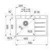 Franke Centro Fragranitový drez CNG 611-78 TL/2, 78x50 cm, ónyx 114.0637.517