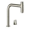 Hansgrohe M71 Drezová batéria Metris Select s výsuvnou spŕškou, 2-otvorová inštalácia, vzhľad nerezový 73819800-HG