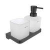 Nimco Maya Dávkovač mydla a pohárik s držiakom, matné sklo/čierna MAC 2905831C-T-90