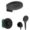 Hansgrohe  Sprchový set s termostatom pod omietku, s telesom, priemer 36 cm, 3 prúdy, matná čierna SANI21HHH410-HG