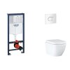 Grohe Rapid SL Set predstenovej inštalácie, klozetu, dosky SoftClose a tlačidla Arena Cosmopolitan, Triple Vortex, alpská biela SANI11BB3124-GR