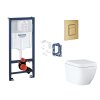 Grohe Rapid SL Set predstenovej inštalácie, klozetu, dosky SoftClose, tlačidla Skate Cosmopolitan a súpravy na vhadzovanie tabliet, Triple Vortex, kefovaný Cool Sunrise SANI11BB4156-GR
