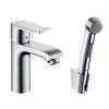 Hansgrohe Metris New Umývadlová batéria s ručnou sprchou Bidette, s výpusťou, chróm 31285000-HG