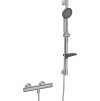 Hansa Prisma Sprchový set s termostatom, 3 prúdy, brúsená oceľ 4813042180