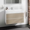 Hansgrohe Xevolos E Umývadlová skrinka 98x58x48 cm, 2 zásuvky, matná biela/bronz 54181390-HG