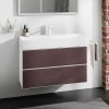 Hansgrohe Xevolos E Umývadlová skrinka 98x58x48 cm, 2 zásuvky, matná biela/tmavý dub 54181730-HG