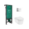 Hansgrohe EluPura S Set predstenovej inštalácie, klozetu EluPura S a dosky SoftClose, tlačidlo iFrame Element E, chróm 60303000-HG