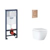 Grohe Rapid SL Set predstenovej inštalácie, klozetu, dosky SoftClose a tlačidla Skate Cosmopolitan, Triple Vortex, kefovaný Warm Sunset SANI11BB4128-GR