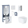 Grohe Rapid SLX Set predstenovej inštalácie, klozetu, dosky SoftClose, tlačidla Skate Cosmopolitan a súpravy na vhadzovanie tabliet, matný chróm SANI11BB2132-GR