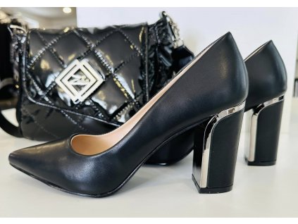 Čierne lodičky na hrubom podpätku