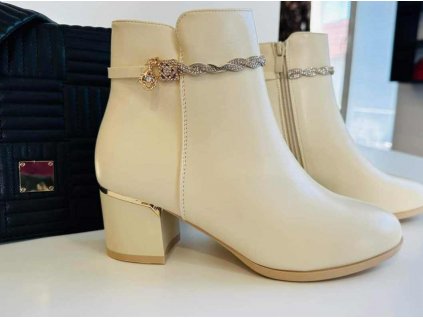 Krémové členkové čižmy