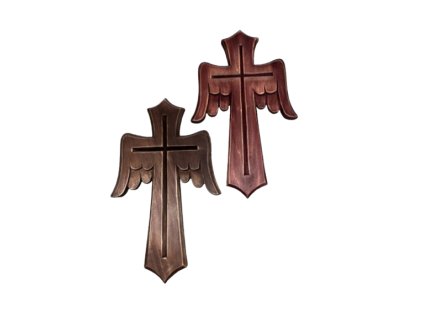 PEPASTYL Kříž s křídly - hnědý - 25 cm