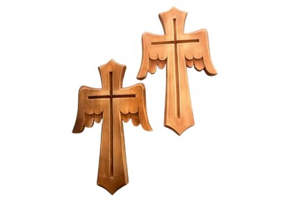 PEPASTYL Kříž s křídly - světle hnědý - 25 cm