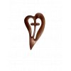 Kříž v srdci - 20 cm - červenohnědý