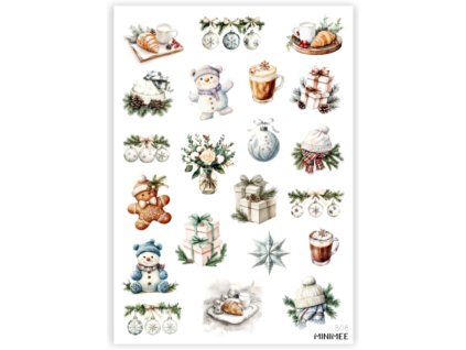 bílé vánoce samolepky